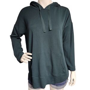 J. Jill Pure Jill Women’s Soft Knit Pullover Hoodie Relaxed Fit Forest Green
